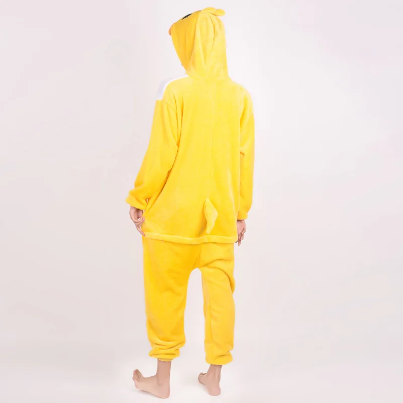 Lady's Winter Warm Thin Animal Cartoon One-Piece Pajamas Polyester Comfortable Cute Length To The Ankle Yellow Cosplay Clothes