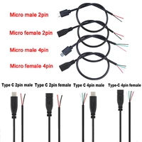 power supply extension cable type c wire micro usb 2 0 female male jack 4 pin 2 pin 4 wires diy data line charging cord