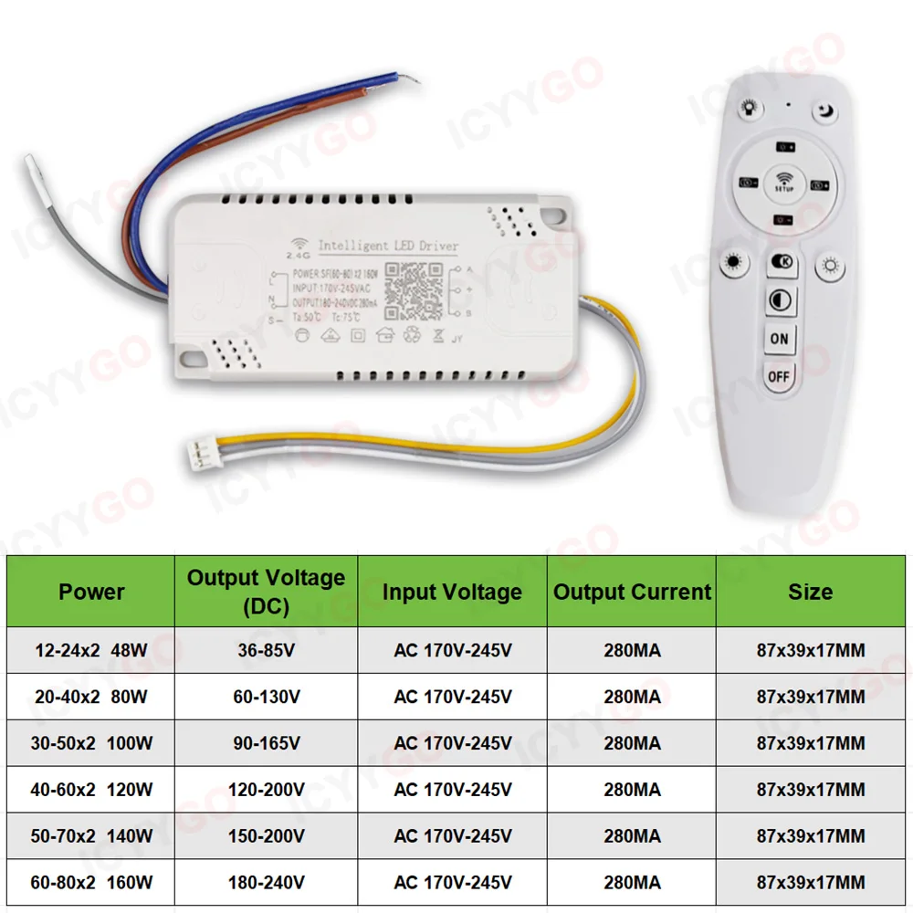

ICYYGO трансформатор освещения 2.4G для двухцветной фары 60-80W