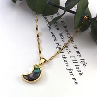 2022 moon copper pendant necklace gold color stainless%c2%a0steel chain necklaces women jewelry collier inoxydable nc187s07