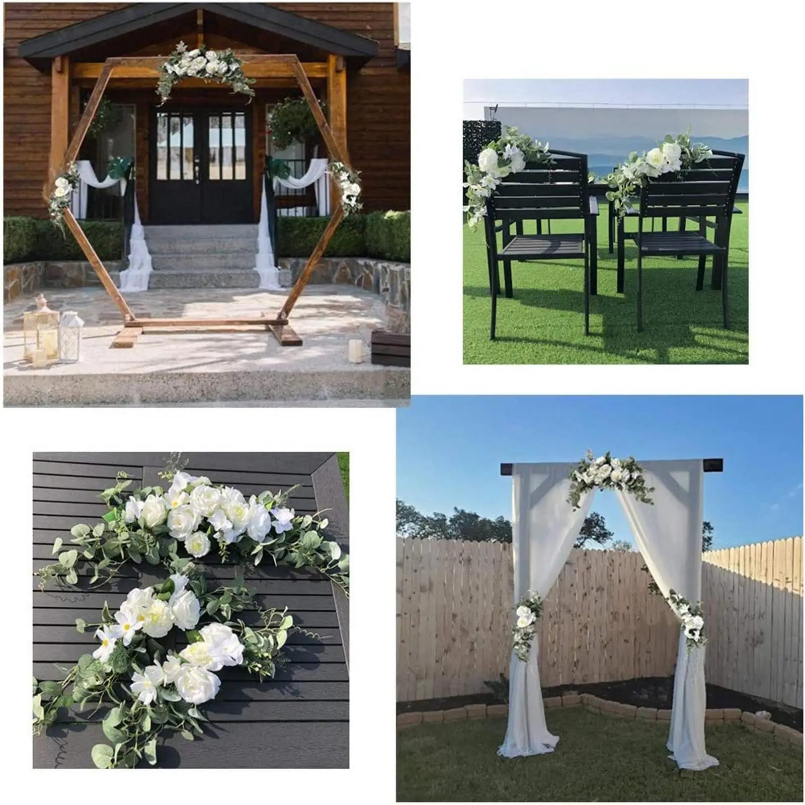 

Arch Flowers Kit Swag White Flowers and Green Leaves Photography Decor Hanging for Rustic Wedding Decor Ceremony Window Display