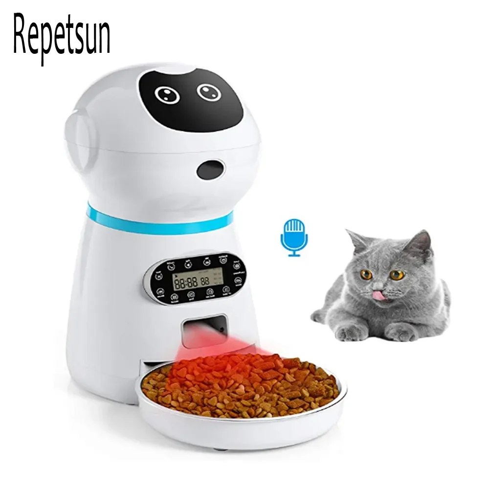 

Automatic Pet Feeder 3.5L Smart Food Dispenser For Cats Dogs Portion Controller Voice Programmable Timer Bowl Pet Supplies