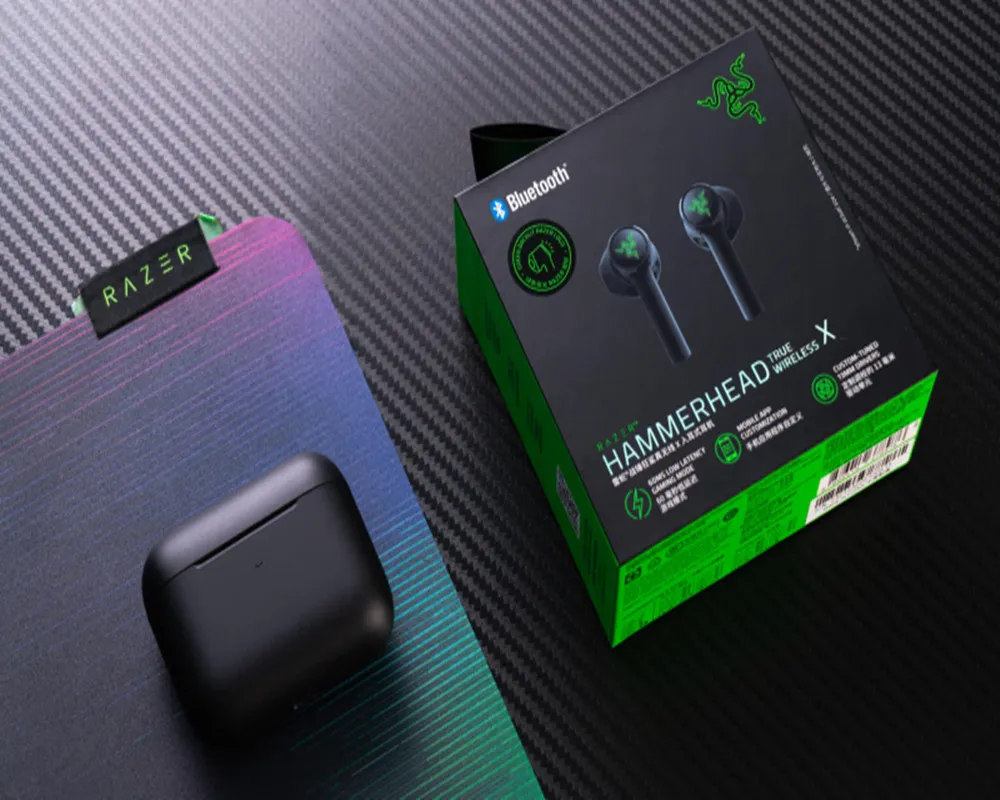 Razer Hammerhead-auriculares inalámbricos True X para juegos, cascos con Bluetooth 5,2 de baja latencia, TWS, táctiles e inteligentes, negros