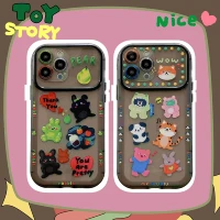 fluorescent cartoon animal cute case for iphone 13 12 11 pro max xr xs max 8 x 7 se 2022 ins korean transparent silicone cover