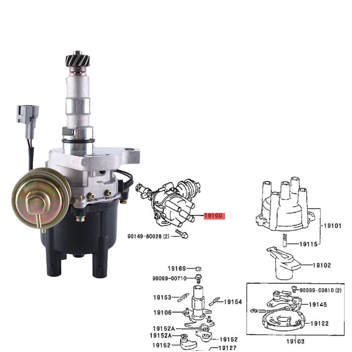 Автомобильная лампа зажигания 19020-75060 19020-75041 для Toyota Hiace RZH103 RZH113 RZH125 2RZ 1989-2001 1902075040
