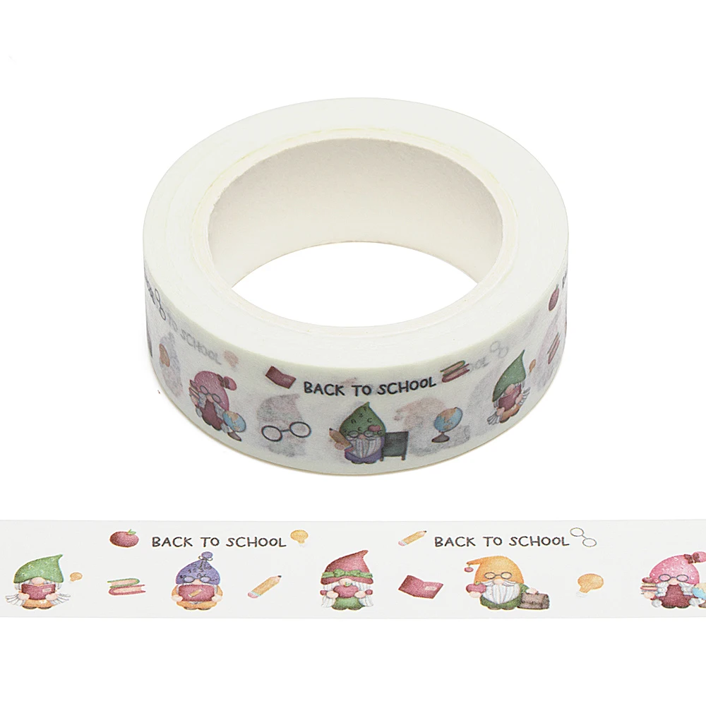 

NEW 1PC 15mm x 10m Teacher Gnome Banner Back to School Gnome Cartoon Washi Tape Scrapbook Masking Adhesive Washi Tape Stationery