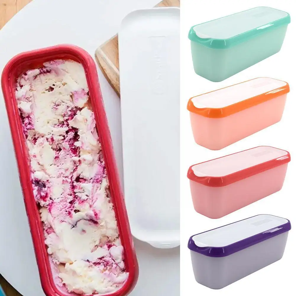 

1Pc Reusable Ice Cream Mold DIY Rectangular Ice Cream Tub With Homemade Box Cream Lids Containers Containers Yogurts Ice St E7M5