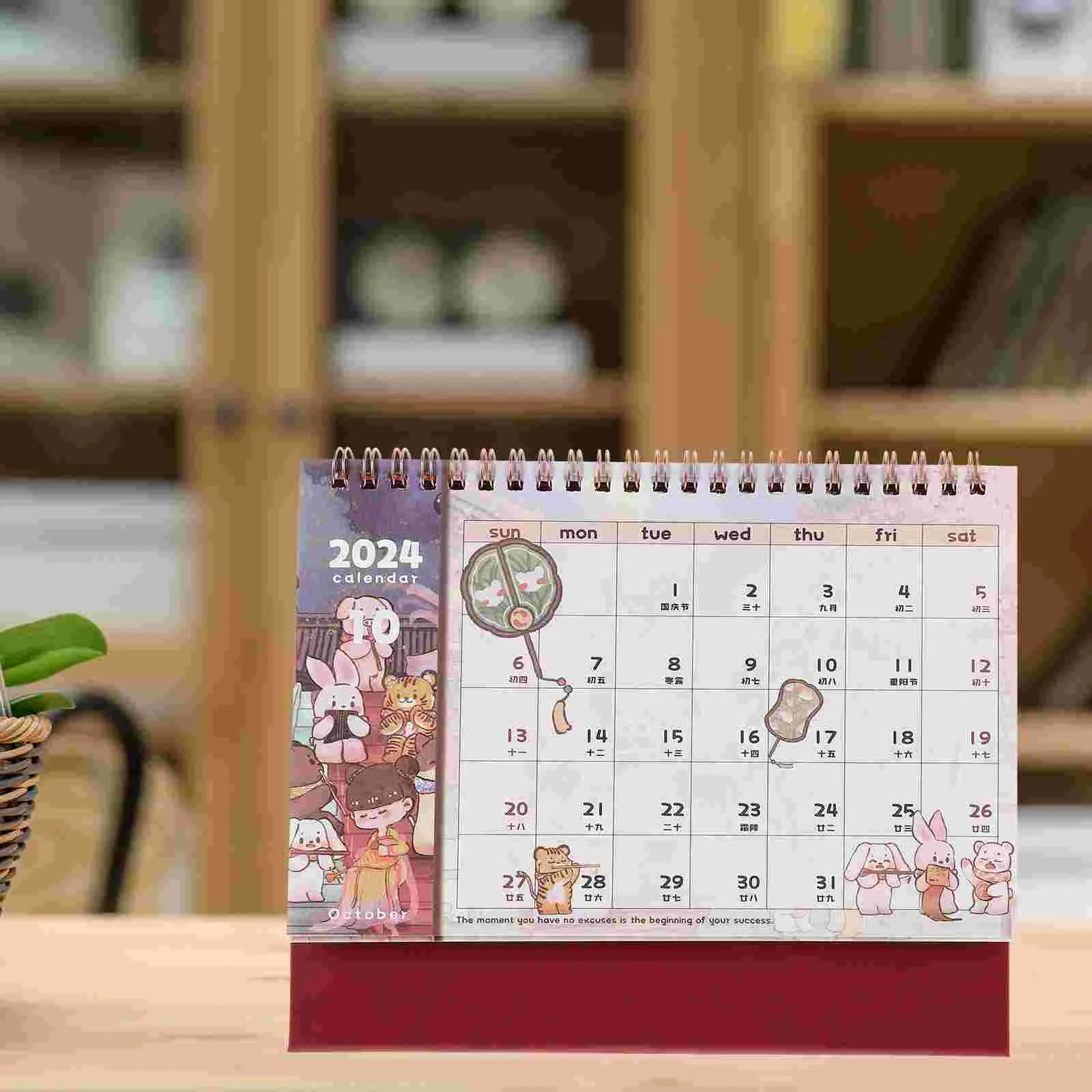 

Desk Calendars Cartoon Folding Bottom 2024 Adornment Paper Small Office