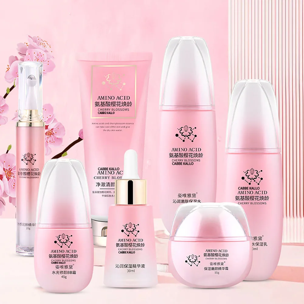 Sakura Amino Acid Face Skin Care Set Face Wash Oil Control Toner Lotion Firming Face Serum Whitening Facial Cream Beauty Product