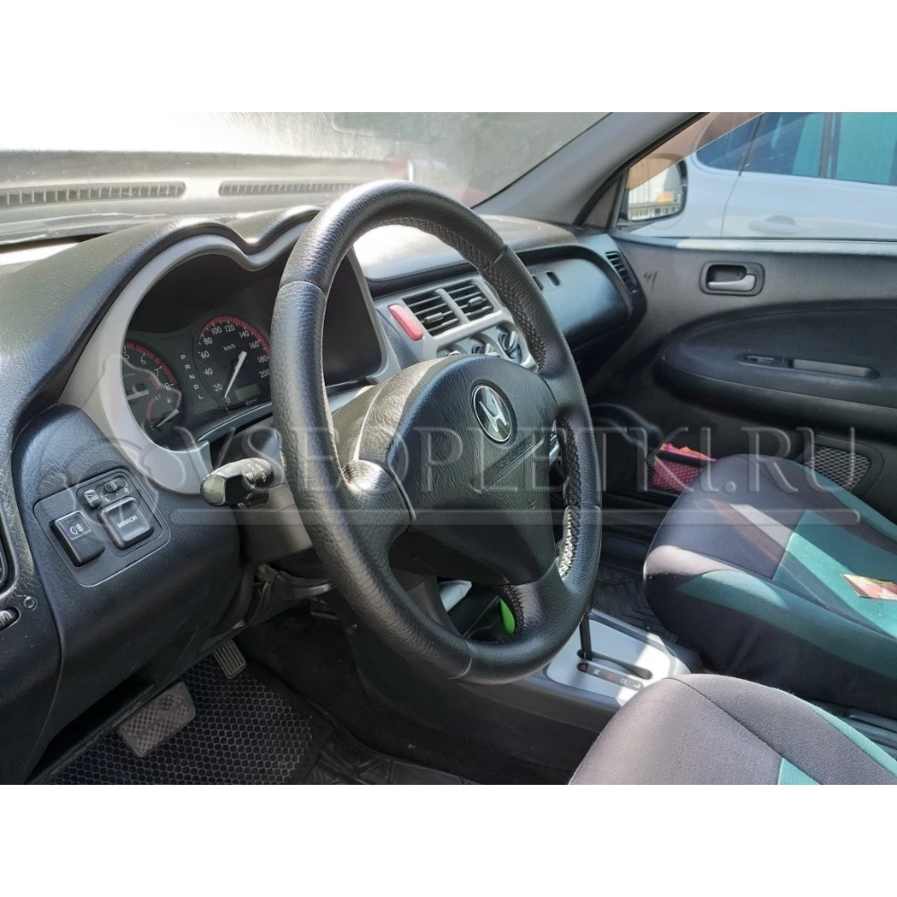 Оплетка на руль &quotHonda HR-V" (Хонда HR-V) для кожаного руля - черная текстурная кожа с