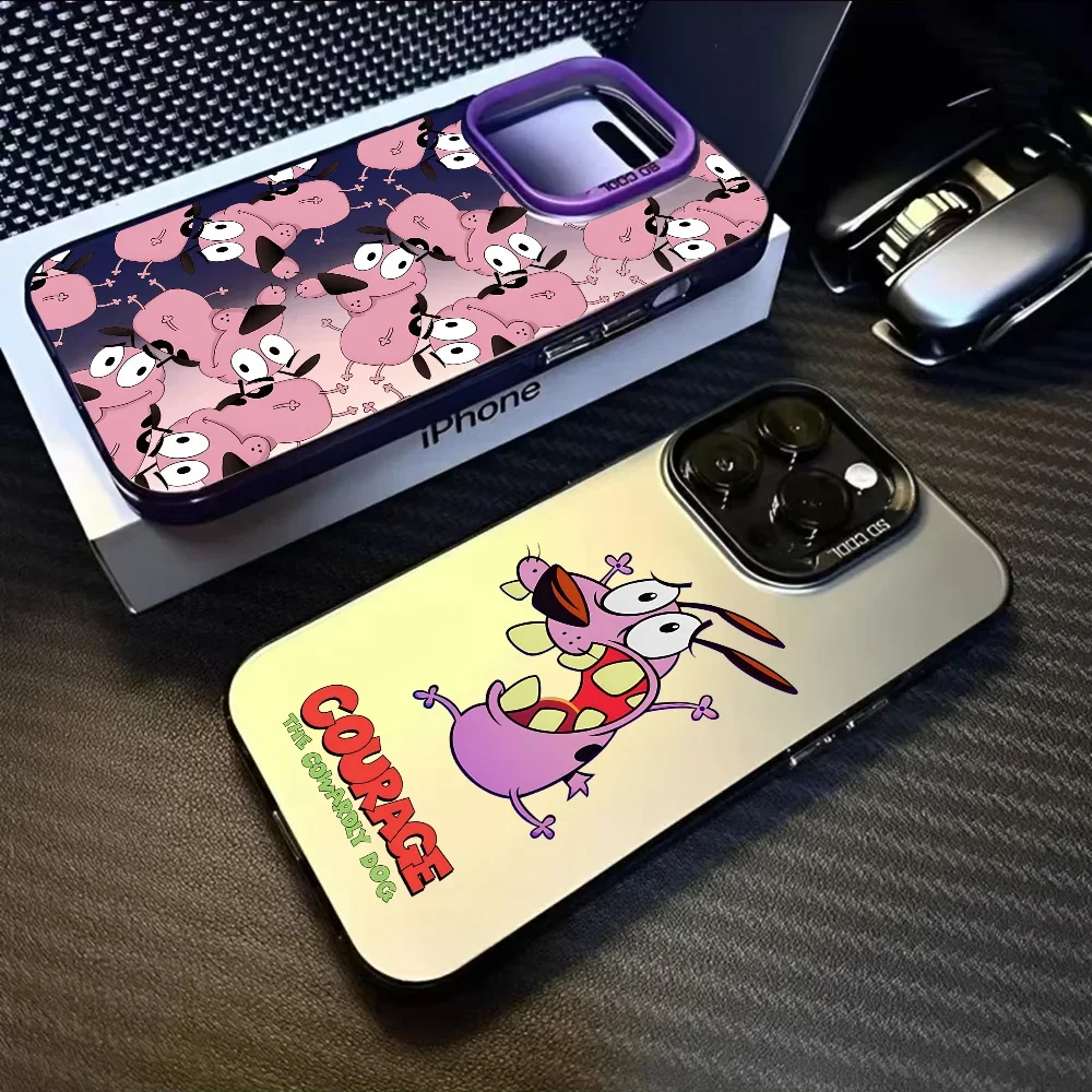 Чехол для телефона Courage C-Cowardly Dog iPhone 16 15 14 13 12 11 Pro Max черный фиолетовый матовый