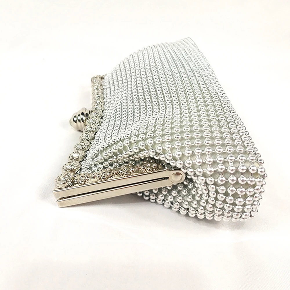 Fashion Beaded Evening Bag Hollow Frame Handbags Chains Shoulder Crossbody Bags for Women Luxury Wedding Purses Clutch Ladies