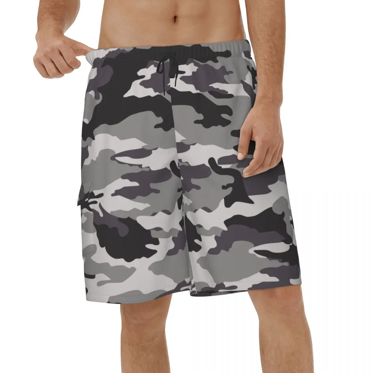 

Casual Shorts Grey Camouflage Camo Quick Dry Men's Beachwear Men Beach Shorts