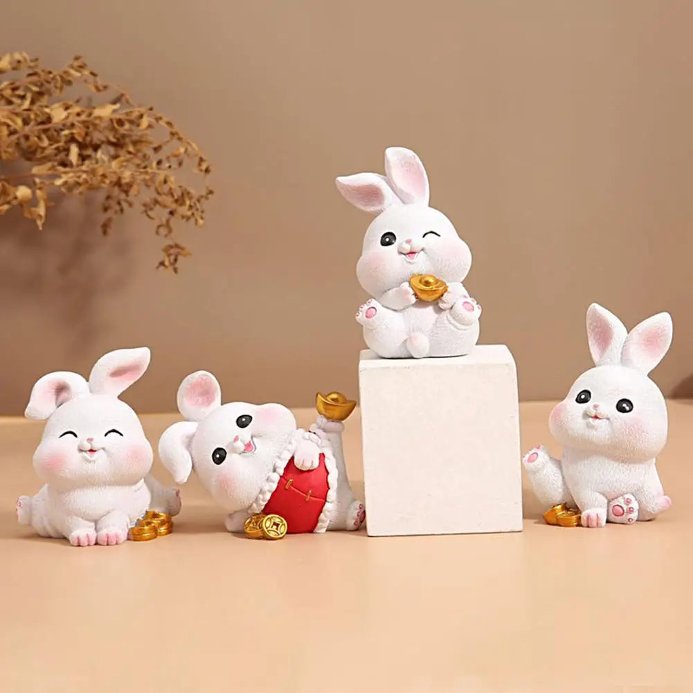 

Украшение кролик, полимерные поделки, милое украшение 2023 года в китайском стиле кролика на новый год, украшение для рабочего стола