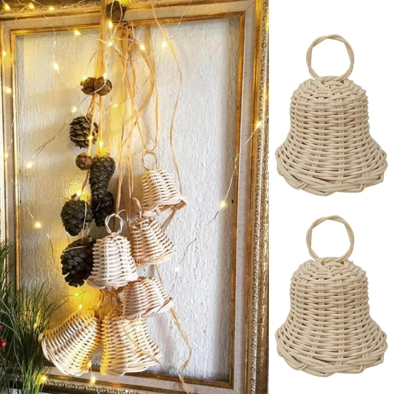 

Handwoven Bells Pendant Rattan Woven Charm Party Background Decoration for Children Girl Boys Bedroom Wall Decoration