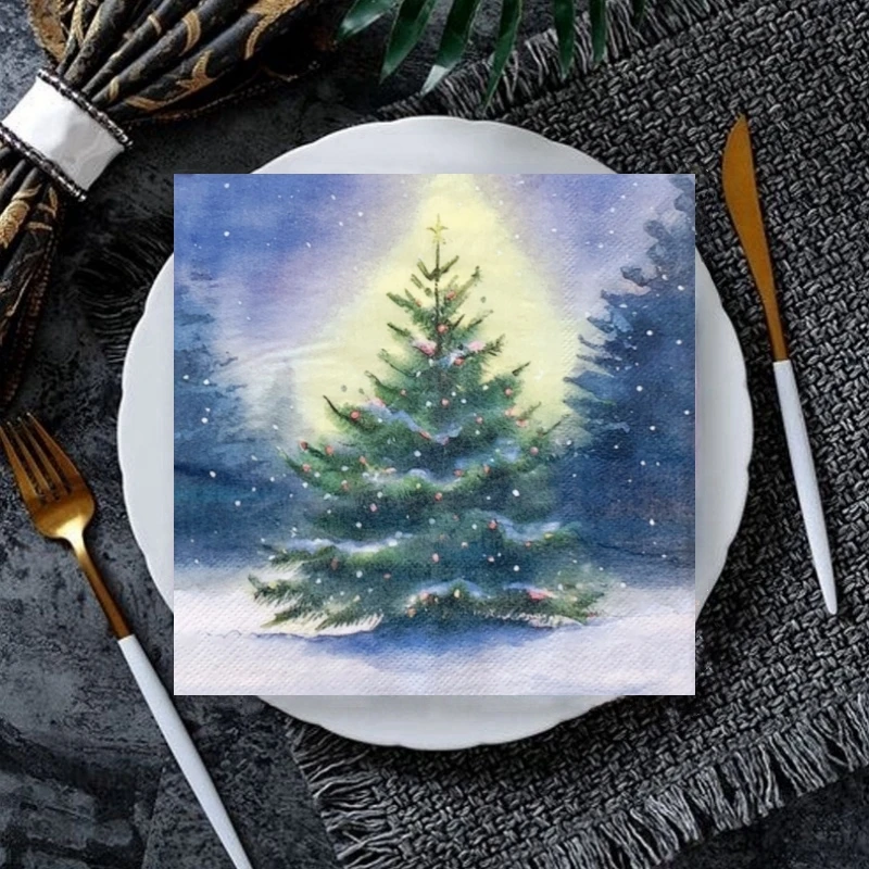 20 шт./пакет бумажные салфетки с Рождеством Рождественские декупажные