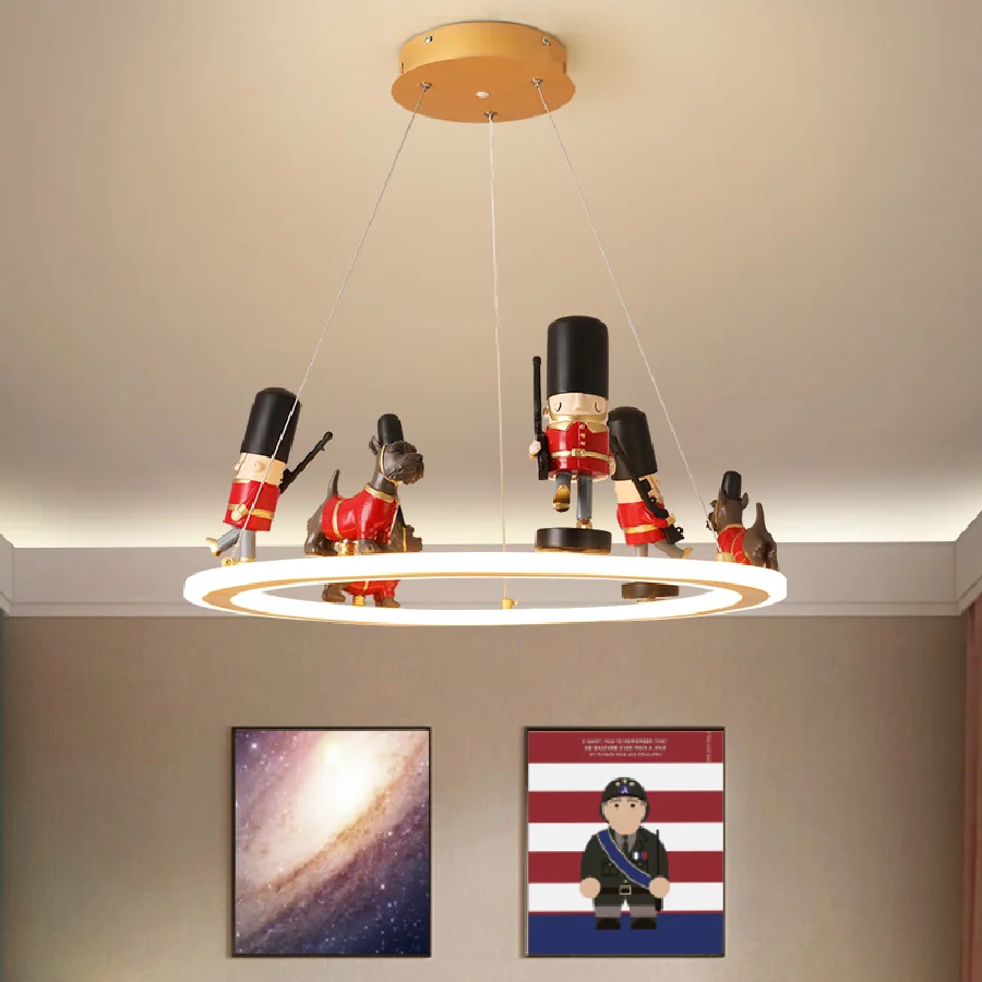 

Children's room lamp bedroom room chandelier boy creative personality American simple soldier Nordic led eye protection lamp
