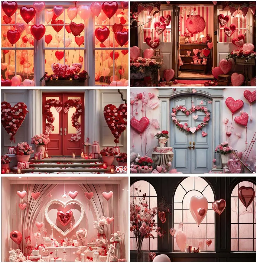 Фон для фотографий Любовь Сердце венок деревянная дверь окно День Святого