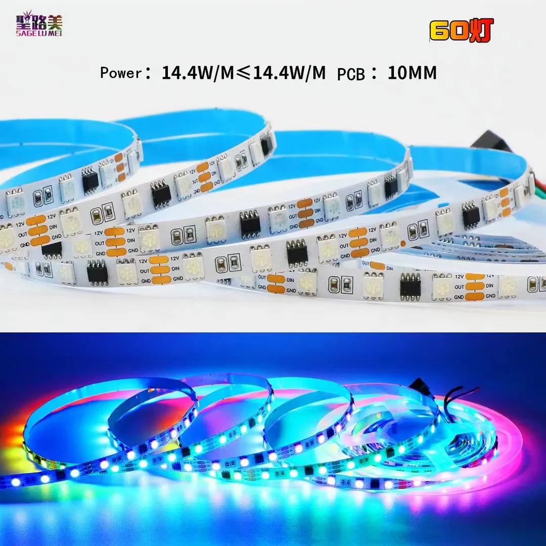 

5M DC12V/24V Led Madrix Lights Dual Signal Similar WS2815 WS2811 External 1 IC Control 3 RGB Strip Pixel Light Addressable Tape