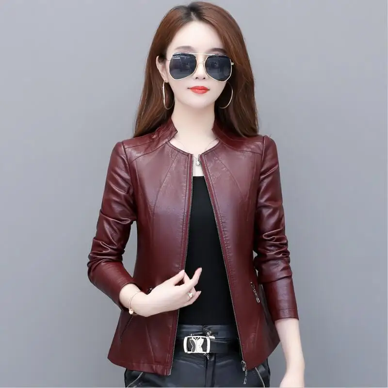 

2022 Spring Female Jacket New M-5XL Leather Jacket Women Leather Coat Fashion Women's Leather Jacket Short Motorcycle Coat