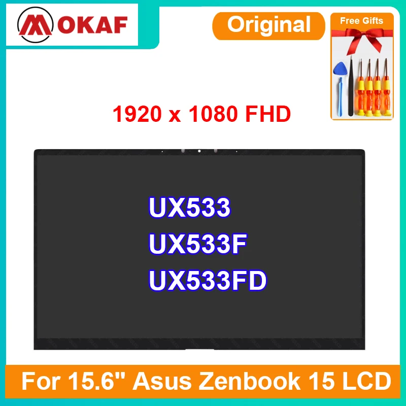 

OKANFU Original 15.6" Replacement FOR ASUS ZenBook 15 UX533 UX533F UX533FD LCD screen assembly LAPTOP UPPER PART 1920X1080