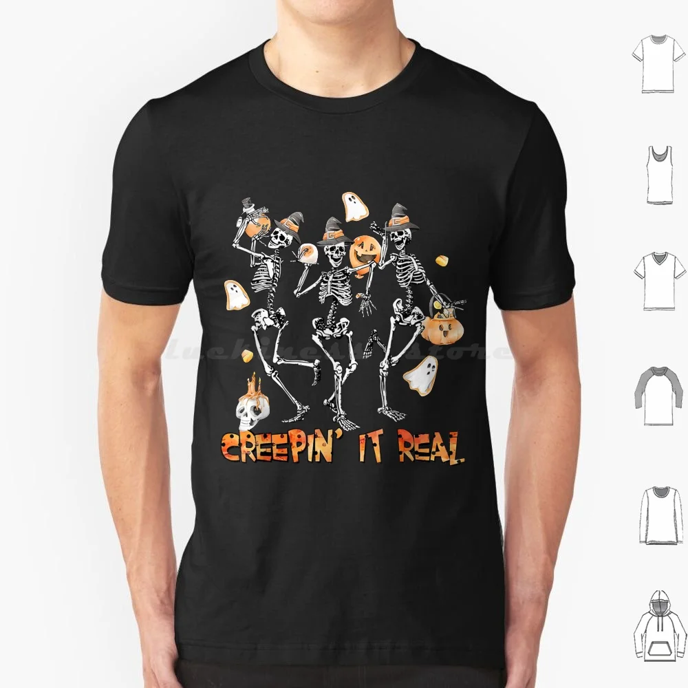 

Creepin It Real Dancing Skeleton Halloween Costume T Shirt 6Xl Cotton Cool Tee Creepin It Real Skeleton Dancing Skeleton Funny