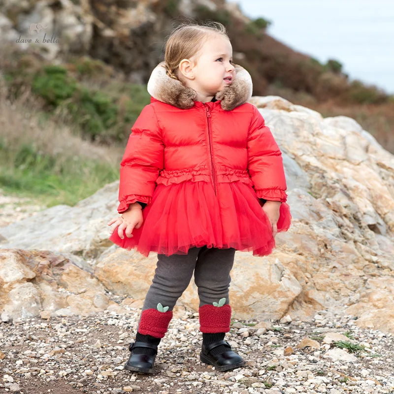 

Детский пуховик с капюшоном, на молнии, с меховым воротником