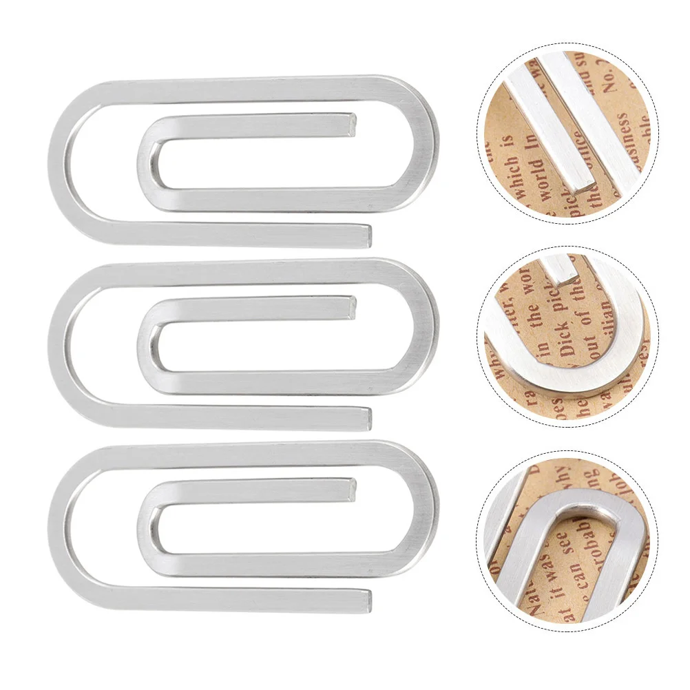 

3 Pcs Paper Clip Mini Baggies Creative Clips Invoice Folder Outdoor Money File Holder Small Office Stainless Steel Miss