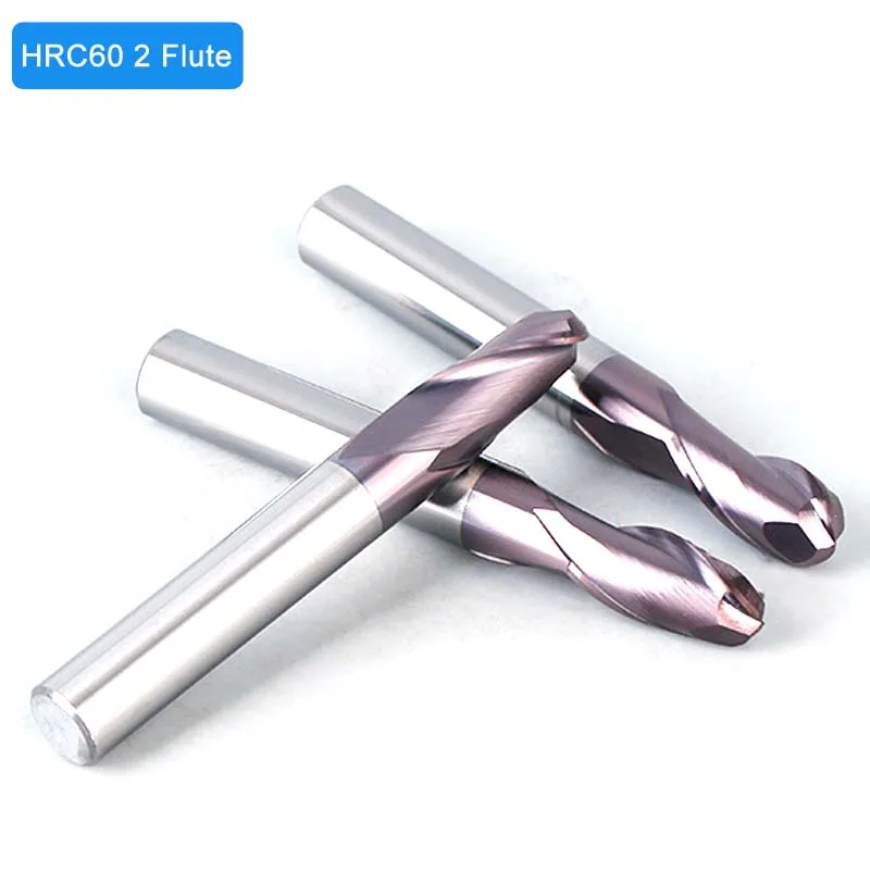 

Концевые Фрезы HRC60, твердосплавные фрезы из сплава с 2 канавками, из вольфрамовой стали, для ЧПУ