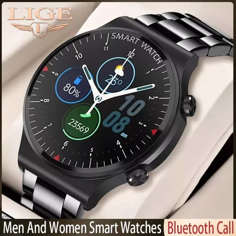 

LIGE 2022 New Bluetooth Call Men Smart Watch Full Touch Fitness Tracker Blood Pressure Smart Clock Men And Women Smartwatches