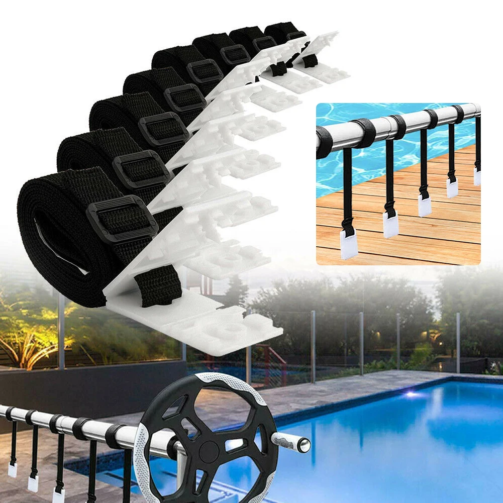 Pool Solar Cover Reel Attachment Kit 8pcs Blanket Straps + 8