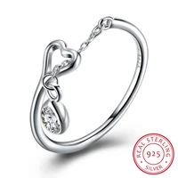silverhoo sterling silver heartdrop zircon fashion shape sterling silver ring
