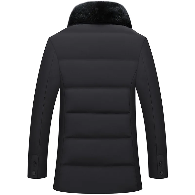 New Men's Middle Aged Business Casual Loose Thickened Cotton Suit Medium Length Wool Collar Middle Aged and Elderly Jacket