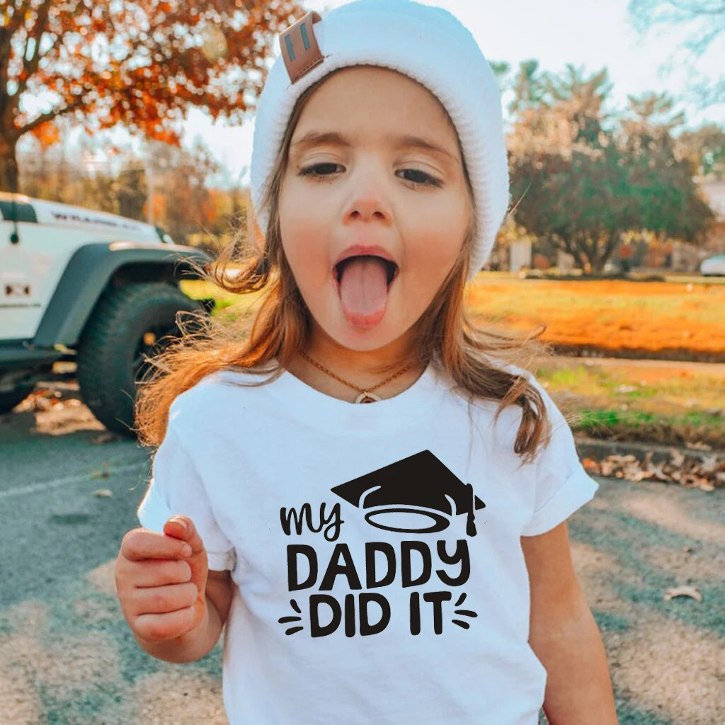Kid T-Shirts Collage Dad Shirt My Daddy Did It Graduation Shirts Daddy Graduate Tshirt Graduation Day Tees Cool Fathers Gift