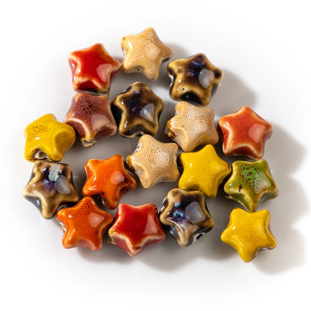 

17# 10pcs Star Shape Ceramic Beads Colorful Porcelain Bead For Jewelry Making Part For Bracelet Necklace #XN045