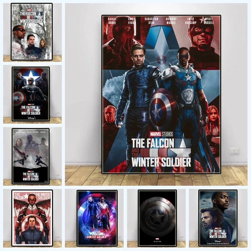 

Home Decor Marvel Canvas The Falcon&Winter Printed Poster Superhero Painting Soldier Wall Art HD Pictures Living Room No Frame