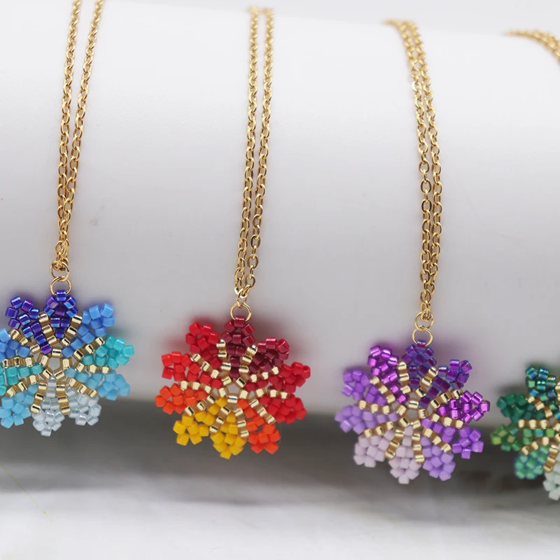 ZHONGVI изысканное цветочное ожерелье для женщин Миюки ручной работы из бисера