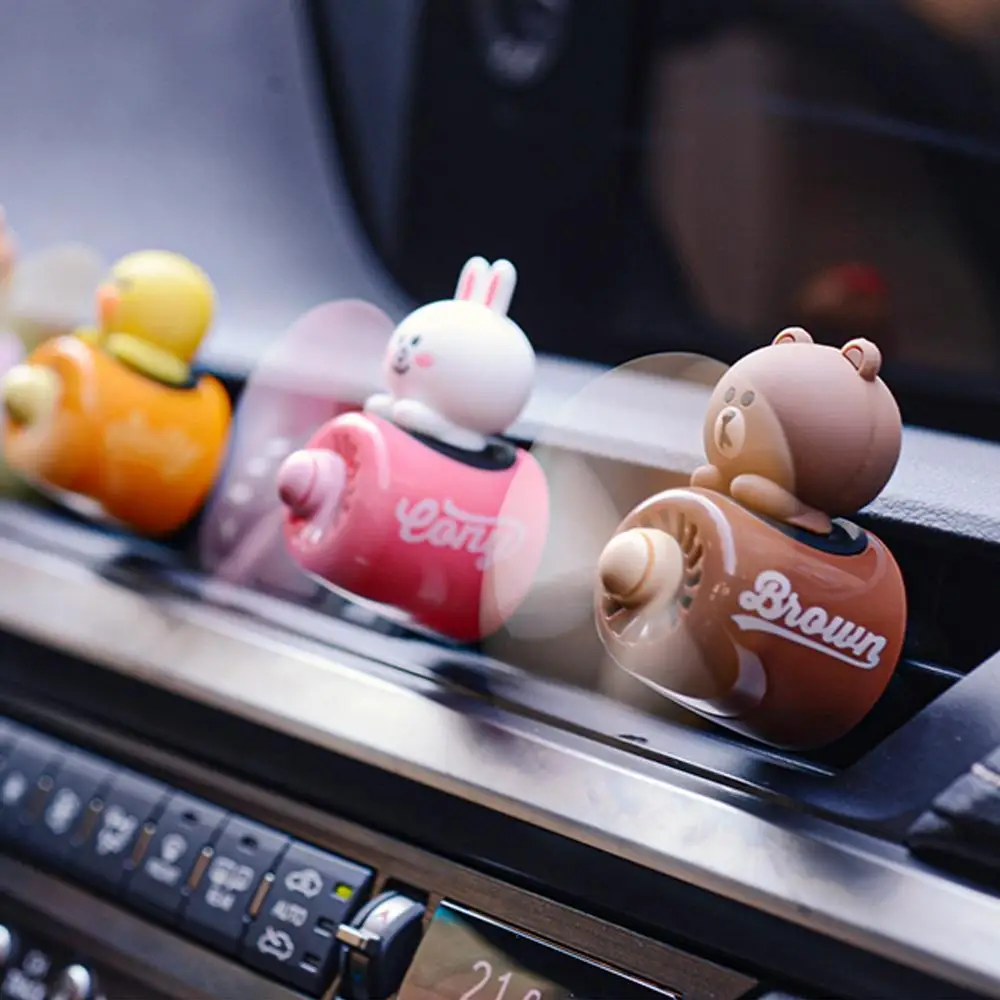 

Anime Kawaii Line Friends Brown Bear Pilot Car Aromatherapy Air Conditioning Air Outlet Fresh Decoration Ornament Toy Gift
