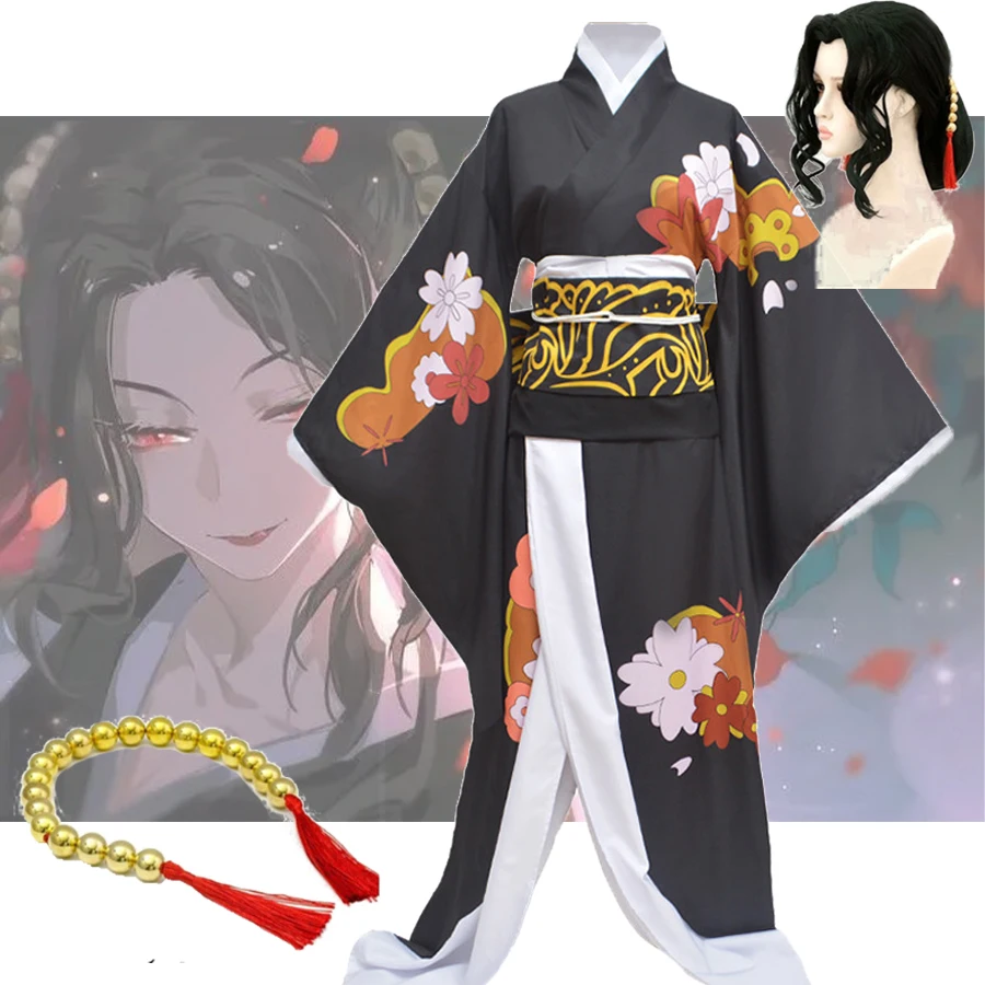

Anime Demon Slayer Cosplay Kibutsuji Muzan Kimono Full Set Women Uniforms Wig Sets Anime Halloween Costume Gifts Female New