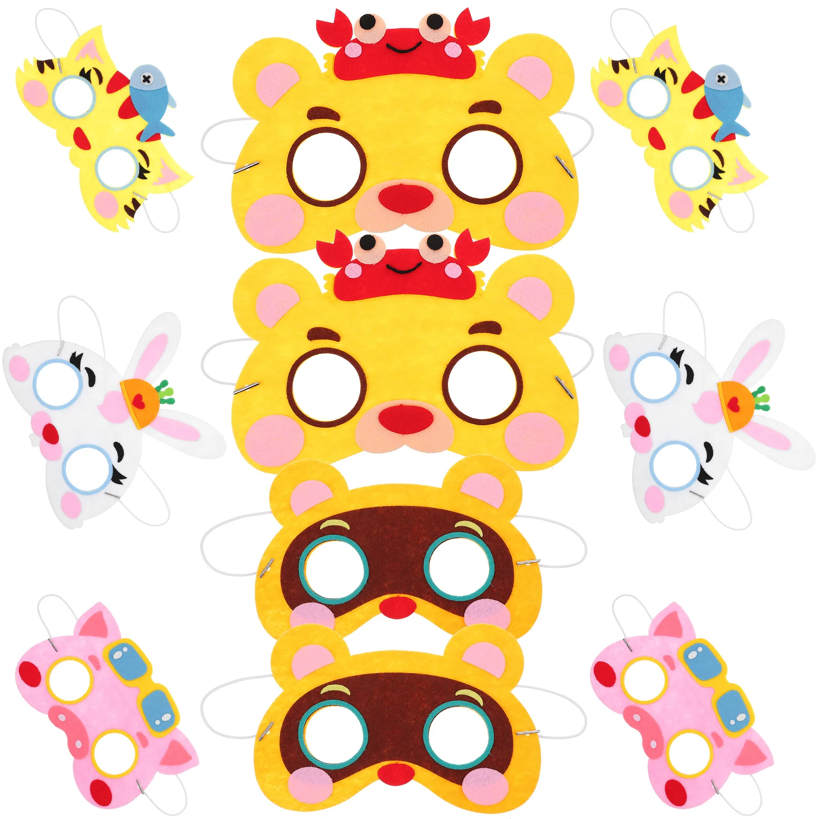 

10 Pcs Makeup Masks Kids Halloween Prop Cartoon Animal Gift Theme Party Non-woven Cosplay Child Birthday Decorations