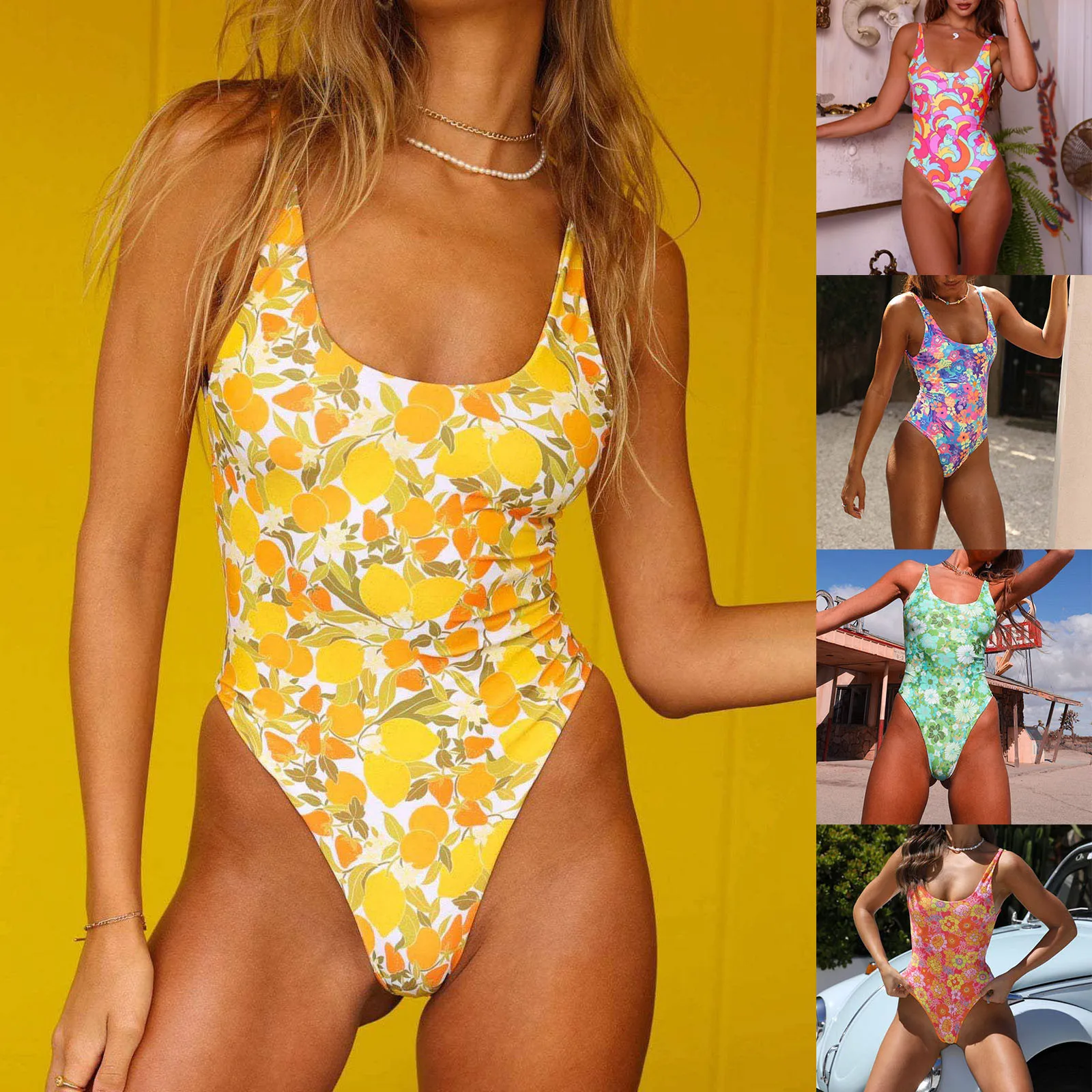 

Женские пикантные купальники с принтом, купальные костюмы с глубоким U-образным вырезом и вырезом, женский купальник