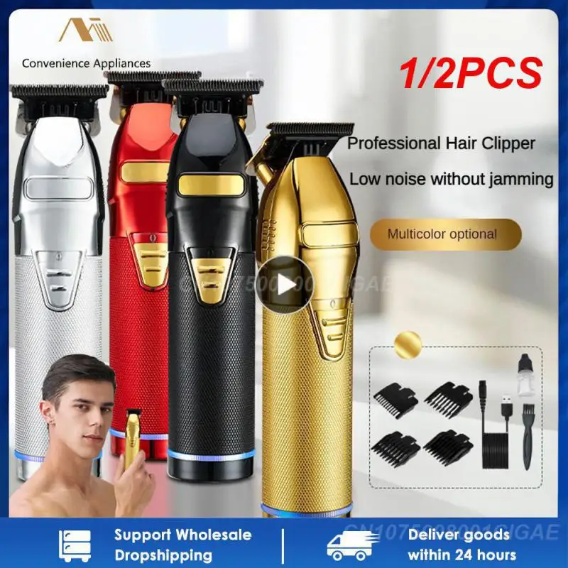

1/2PCS Professional Hair Trimmer For Men Barber Rechargeable Hair Clipper Cordless Hair Cutting Powerful Machine Hair Beard