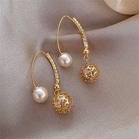 2022 south korea new hollow out ball stud earrings temperament sweet joker simple earrings female jewelry