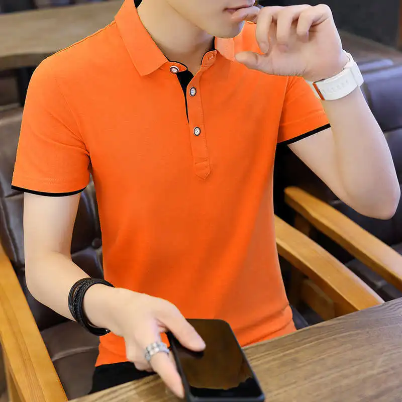 

2022 Men's Short-Sleeved T-shirt Youth Summer Lapel Polo Shirt