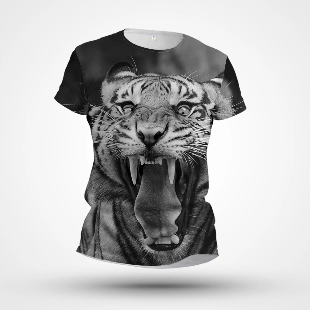

2023 New Animal T-shirt 3D Printed Tiger Pattern Short Sleeve Customized Factory Direct Summer Leisure Sports Tight Top