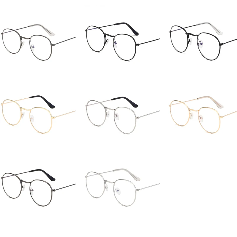 

Metal Printing Round Large Frame Glasses Unisex Decorative Spectacles Lightweight Clear Lens Retro Eyewear For Men Women