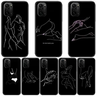 minimalist line sexy couple phone case for xiaomi redmi poco f1 f2 f3 x3 pro m3 9c 10t lite nfc black cover silicone back prett