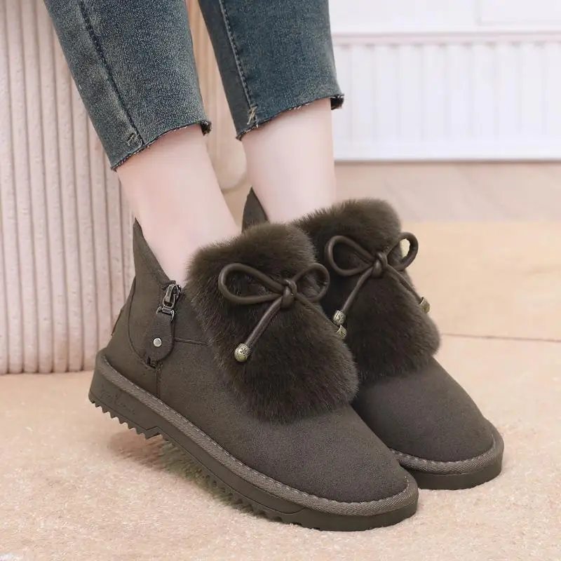 Зимние ботинки на меху кожаная женская обувь женские австралийские плюшевые