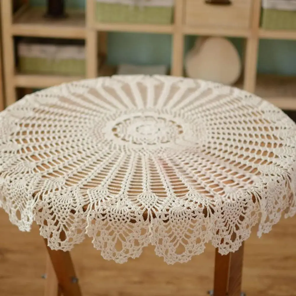 

Круглая скатерть, коврик для стола, винтажный вязаный крючком чехол, свадебное украшение, скатерть ручной работы 75-80 см, стол D9D9