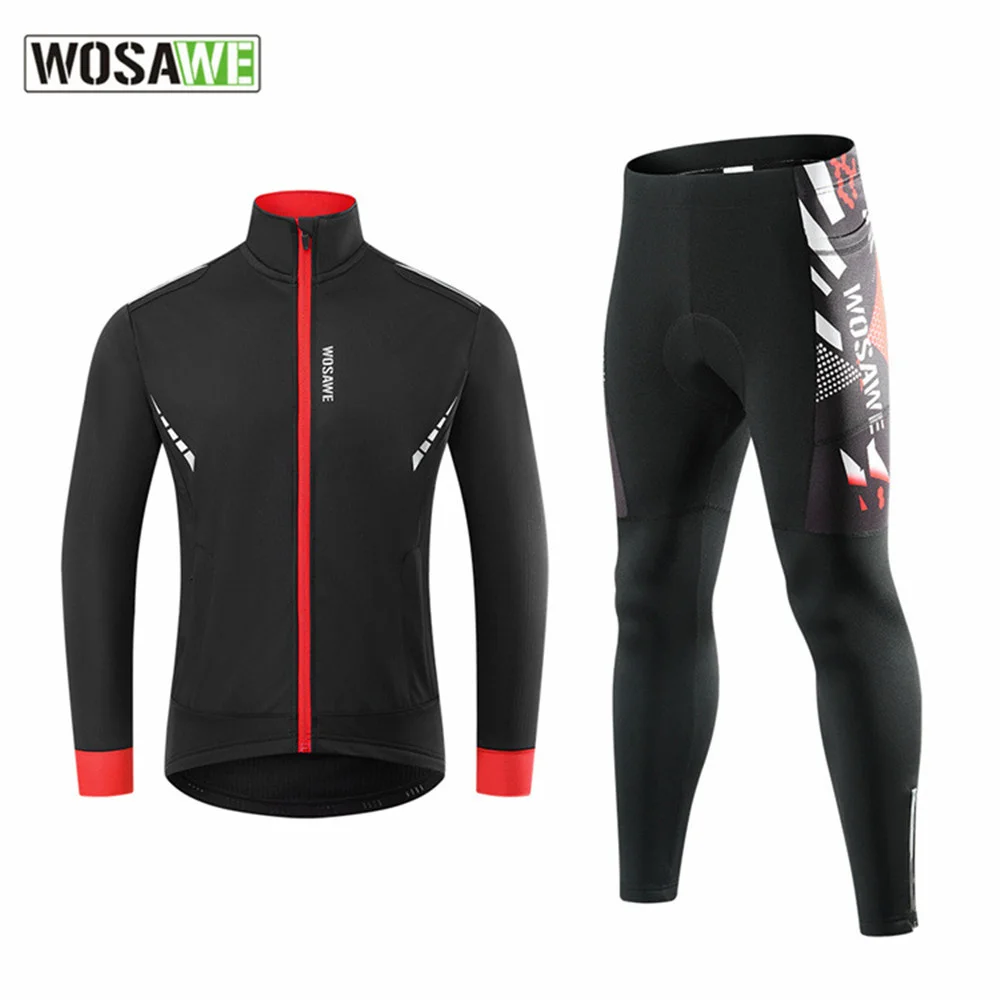 

Зимняя Мужская Флисовая теплая ветрозащитная велосипедная одежда, комплект с длинным рукавом, Джерси, дорожный велосипед, Униформа, брюки для горного велосипеда, одежда для велоспорта